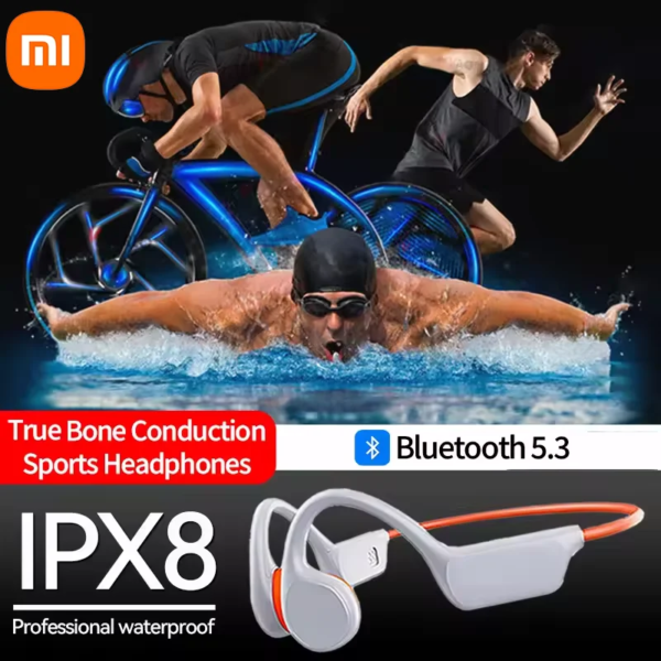 Auriculares Xiaomi IPX8 de conducción ósea, impermeables, Bluetooth 5.3, inalámbricos, con gancho para la oreja y tarjeta extraíble, deportivos para natación.