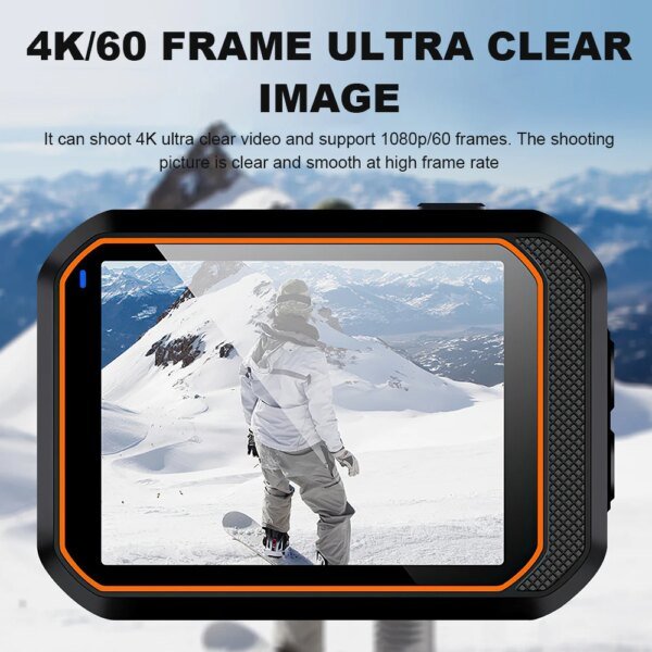 Cámara de acción 4K HD Wifi de 60 FPS y gran angular de 170° para deportes al aire libre, impermeable, para casco de bicicleta y motocicleta, con pantalla LED - Image 2