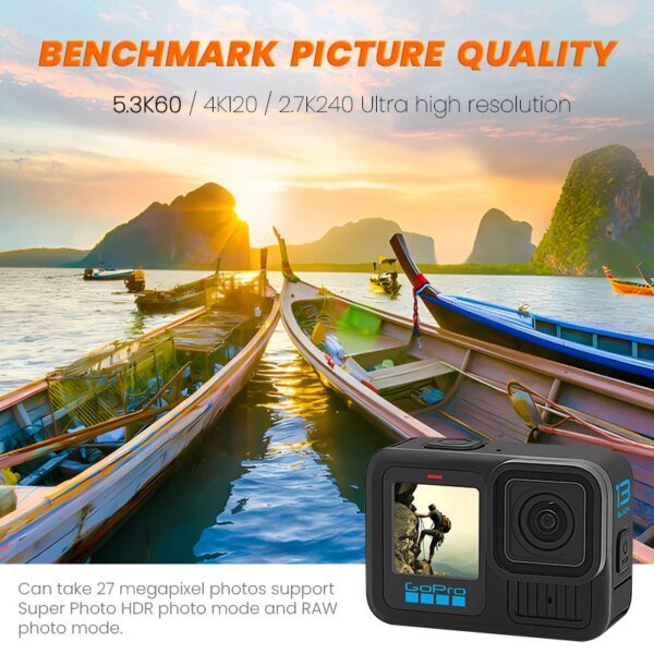 Cámara deportiva GoPro Hero 13 Black, resistente al agua y antivibración, para ciclismo, con video en vivo de 5.3K. - Image 2