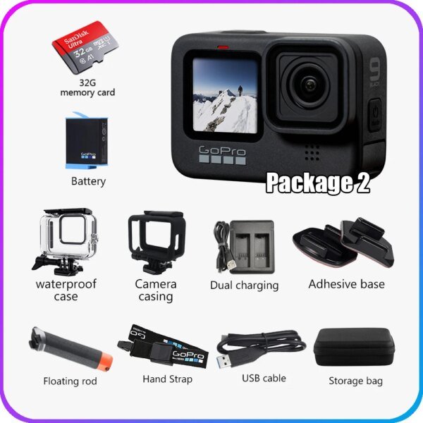 Cámara de acción GoPro HERO 9 Black 4K 5K con pantalla frontal a color, cámara deportiva de 20 MP, transmisión en vivo. - Image 3