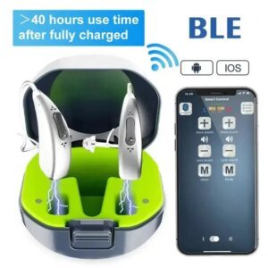 Audífono Bluetooth con chip de alta gama, nuevo y de alta calidad, amplificador de audio controlado por aplicación, audífono para personas mayores con pérdida auditiva y sordera.