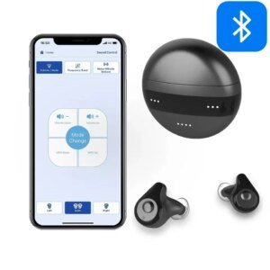Aplicación de audífono intraauricular con Bluetooth para personas mayores, amplificador de sonido, audífono recargable para sordos, audífonos intraauriculares con colector