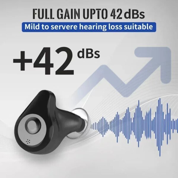Aplicación de audífono intraauricular con Bluetooth para personas mayores, amplificador de sonido, audífono recargable para sordos, audífonos intraauriculares con colector - Image 3