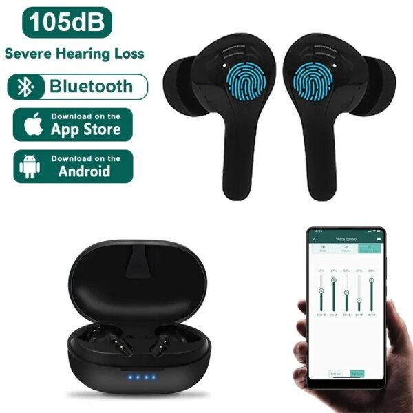Audífonos digitales para personas mayores con sordera, 12 canales, control por aplicación, amplificador de sonido Bluetooth, reducción de ruido.