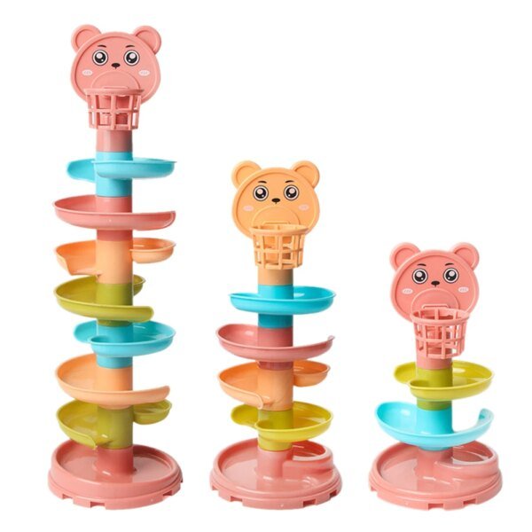 Pista de juego para bebés, divertida, para niños de 0 a 3 años, con bola rodante, torre de bolas deslizantes, juguete educativo para ensamblar - Image 5
