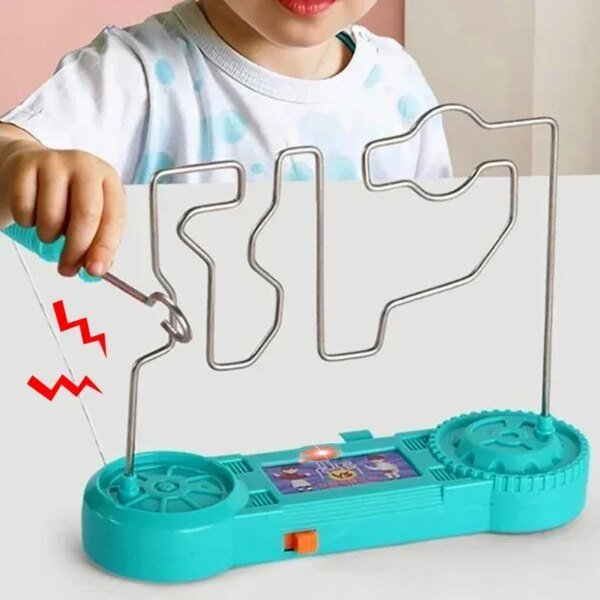 Juguete de laberinto de colisión eléctrica para entrenamiento de concentración para niños, experimento científico, rompecabezas de educación temprana, accesorios de aprendizaje
