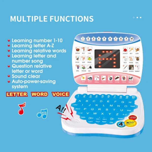 Máquina de aprendizaje, computadora portátil, juguetes electrónicos para niños en edad preescolar, educación del lenguaje, regalo para niños pequeños, desarrollo de habilidades cognitivas.