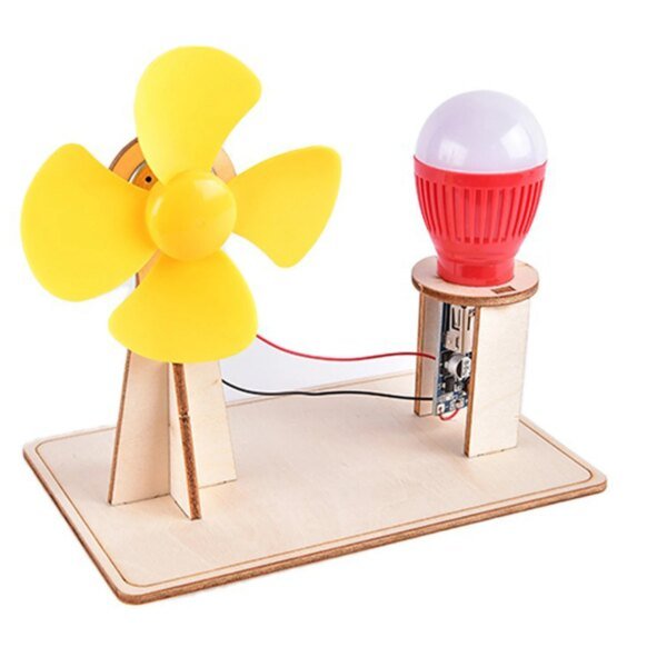 Generador de viento de madera, juguete científico para niños, divertido kit de física y tecnología, juguetes educativos para niños, juguete de aprendizaje. - Image 3