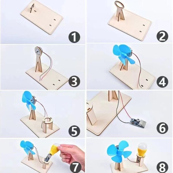 Generador de viento de madera, juguete científico para niños, divertido kit de física y tecnología, juguetes educativos para niños, juguete de aprendizaje. - Image 4