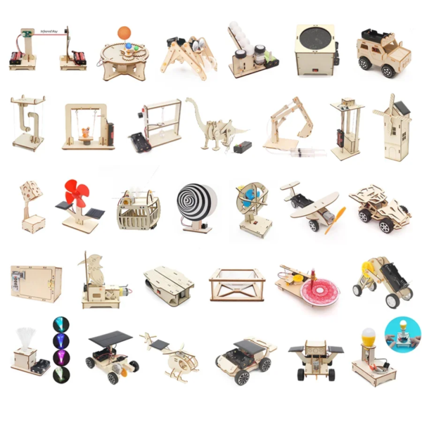 Juguetes científicos para niños, kits STEM educativos, modelo de coche de dinosaurio, tecnología, herramienta experimental, juegos de rompecabezas de madera, material escolar - Image 3