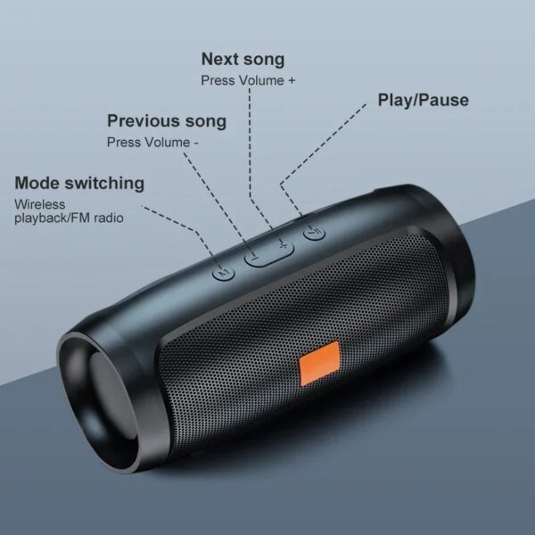 Altavoz Bluetooth TF USB con doble altavoz estéreo para exteriores, reproducción de FM, transmisión de voz, subwoofer portátil, altavoz inalámbrico - Image 5