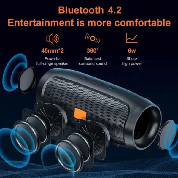 Altavoz Bluetooth TF USB con doble altavoz estéreo para exteriores, reproducción de FM, transmisión de voz, subwoofer portátil, altavoz inalámbrico - Image 3