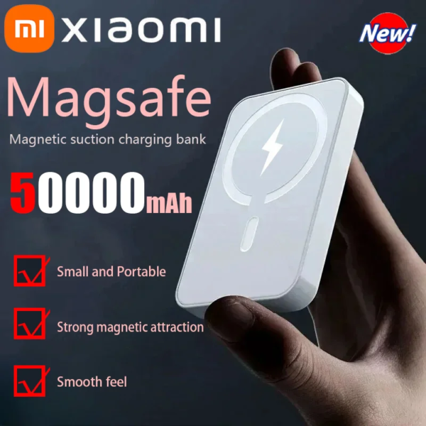 Batería externa portátil inalámbrica magnética Xiaomi de 500.000 mAh para iPhone, Samsung y Huawei.