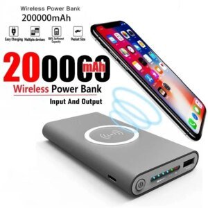 Banco de energía de 200.000 mAh, carga rápida inalámbrica bidireccional, cargador portátil tipo C, batería externa para Samsung, iPhone y Xiaomi.