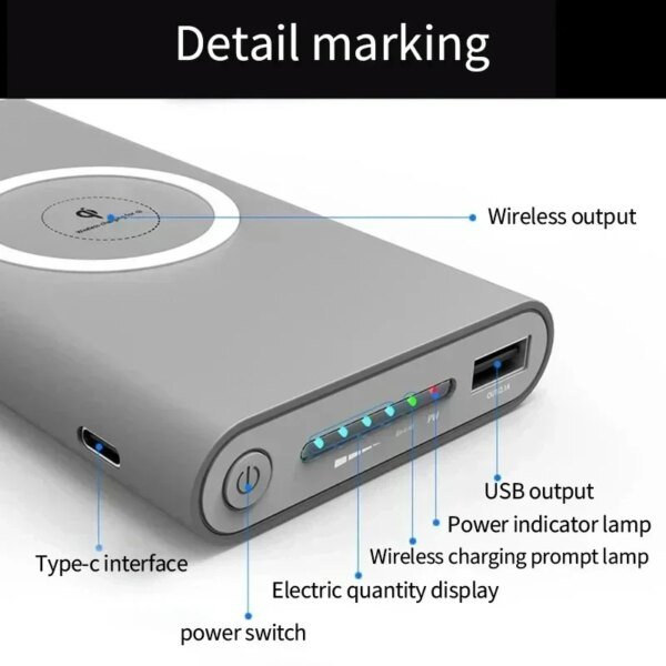 Banco de energía de 200.000 mAh, carga rápida inalámbrica bidireccional, cargador portátil tipo C, batería externa para Samsung, iPhone y Xiaomi. - Image 3