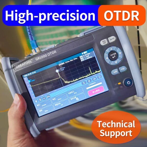 Probador de fibra óptica OTDR GR1000 Reflectómetro óptico de dominio temporal Detector de fallas de punto de rotura de cable óptico Pantalla táctil de 10 funciones - Image 2
