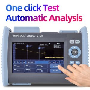 Probador de fibra óptica OTDR GR1000 Reflectómetro óptico de dominio temporal Detector de fallas de punto de rotura de cable óptico Pantalla táctil de 10 funciones