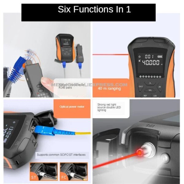 Herramienta FTTH, medidor de potencia óptica de fibra óptica (OPM), localizador visual de fallos (VFL) de 5/15 km, comprobador RJ45, rastreador de cables, mini bolígrafo rojo de fibra. - Image 3