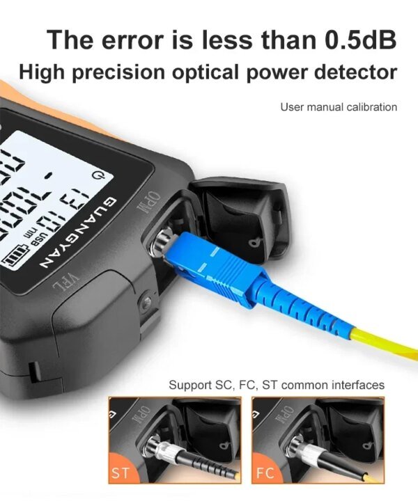 Herramienta FTTH, medidor de potencia óptica de fibra óptica (OPM), localizador visual de fallos (VFL) de 5/15 km, comprobador RJ45, rastreador de cables, mini bolígrafo rojo de fibra. - Image 4