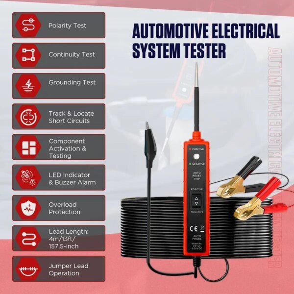 Probador de circuito eléctrico de coche de 6-24 V CC, bolígrafo de prueba de conducción multifunción automotriz, comprobador de voltaje de coche, sonda de potencia, escáner de diagnóstico - Image 3