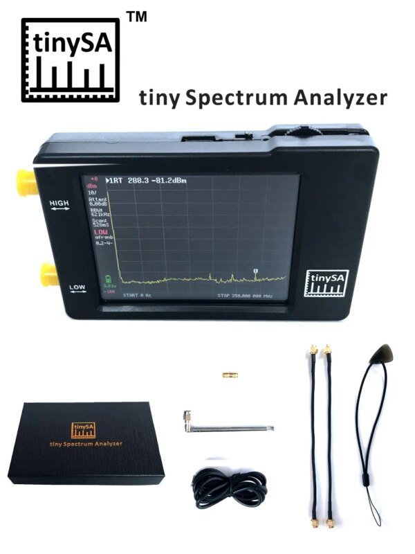 Versión Hugen Original TinySA pantalla de 2,8 pulgadas 100kHz a 960MHz analizador de espectro pequeño de mano con protección ESD