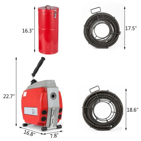 Máquina de limpieza de drenaje D-150, equipo de limpieza de alcantarillado con espirales de 16mm y 22mm y brocas para herramientas - Image 6
