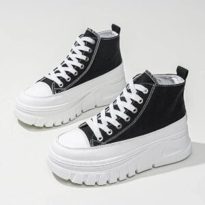 Zapatos de lona a la moda para mujer, zapatos deportivos de suela gruesa y alta para estudiantes, plantilla EVA de verano, superventas transfronteriza