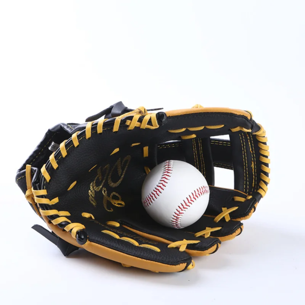 Guantes de béisbol de piel de vaca de 2 capas para niños jóvenes, guantes llamativos a mano izquierda y derecha, patrón de rayas antideslizantes - Image 2