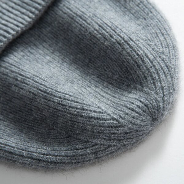 Gorro tejido de cachemira 100% de alta calidad para mujeres y hombres, gorro informal, gorro grueso, gorros de Cachemira suaves y cálidos para invierno, Unisex - Image 6