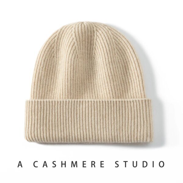 Gorro tejido de cachemira 100% de alta calidad para mujeres y hombres, gorro informal, gorro grueso, gorros de Cachemira suaves y cálidos para invierno, Unisex - Image 3