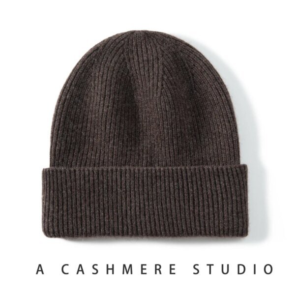 Gorro tejido de cachemira 100% de alta calidad para mujeres y hombres, gorro informal, gorro grueso, gorros de Cachemira suaves y cálidos para invierno, Unisex - Image 5