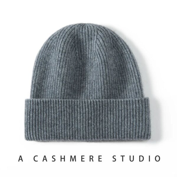 Gorro tejido de cachemira 100% de alta calidad para mujeres y hombres, gorro informal, gorro grueso, gorros de Cachemira suaves y cálidos para invierno, Unisex - Image 2
