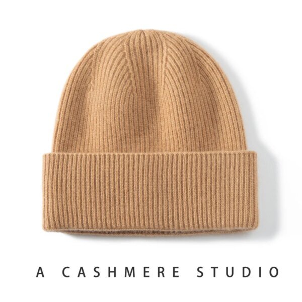 Gorro tejido de cachemira 100% de alta calidad para mujeres y hombres, gorro informal, gorro grueso, gorros de Cachemira suaves y cálidos para invierno, Unisex - Image 4