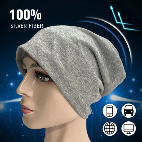 Gorro antiradiación de fibra de plata, gorro de protección EMF, gorros de protección de ondas electromagnéticas, gorros de protección Unisex RF/microondas - Image 2