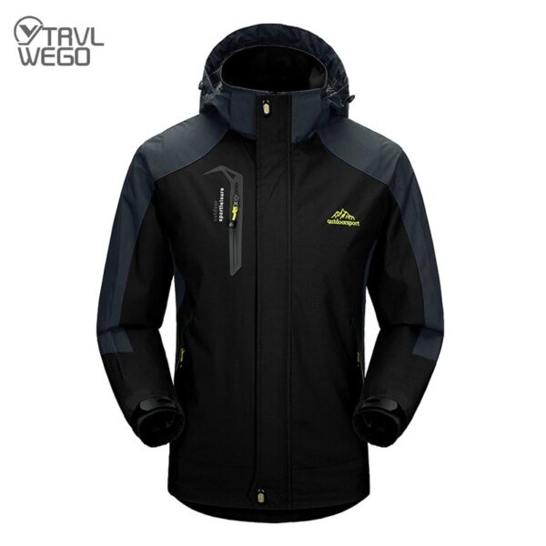TRVLWEGO Camping senderismo chaqueta hombres otoño deportes al aire libre abrigos escalada Trekking rompevientos viaje chaquetas impermeables negro - Image 2