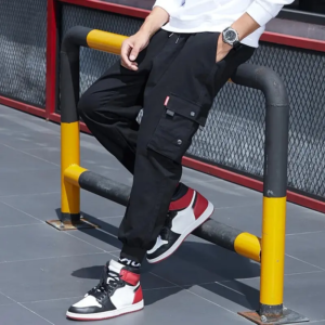 Nuevos pantalones de trabajo de calle para primavera y otoño para hombre, moda informal coreana Ins, pantalones deportivos de Hip-hop sueltos de nueve minutos, pantalones con cordón