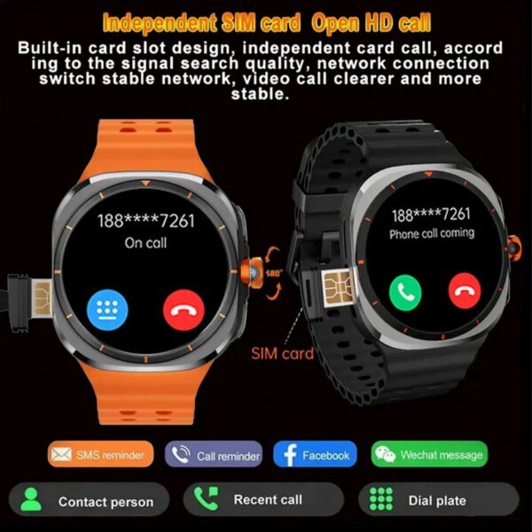 Caliente U8 Ultra AMOLED Android reloj inteligente 1480mAh batería grande hombres mujeres 4G 5G tarjeta SIM WiFi GPS NFC cámara deporte relojes inteligentes - Image 2