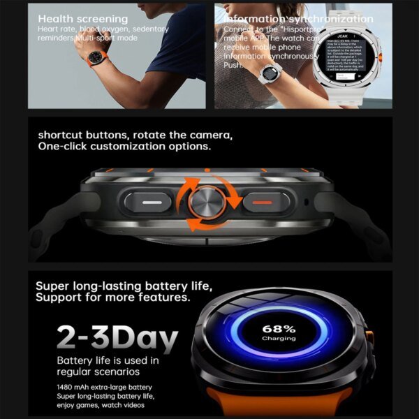 Caliente U8 Ultra AMOLED Android reloj inteligente 1480mAh batería grande hombres mujeres 4G 5G tarjeta SIM WiFi GPS NFC cámara deporte relojes inteligentes - Image 6