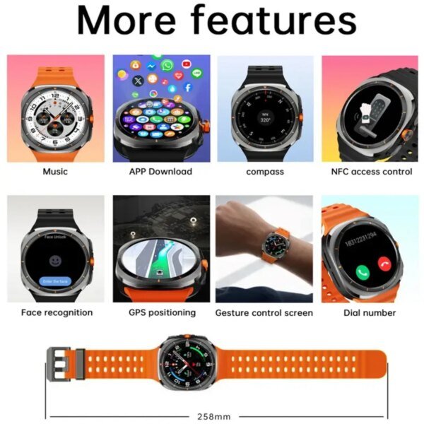 Caliente U8 Ultra AMOLED Android reloj inteligente 1480mAh batería grande hombres mujeres 4G 5G tarjeta SIM WiFi GPS NFC cámara deporte relojes inteligentes - Image 5