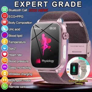2025 nuevo reloj inteligente con monitoreo ECG + PPG para mujeres, presión arterial, lípidos en sangre, ácido úrico, rastreador de salud Menstrual para mujeres, relojes inteligentes