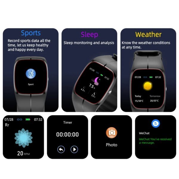 Oxígeno en sangre presión arterial temperatura corporal Monitor de ritmo cardíaco Smartwatch hombres impermeable sueño deporte salud relojes inteligentes mujeres - Image 4