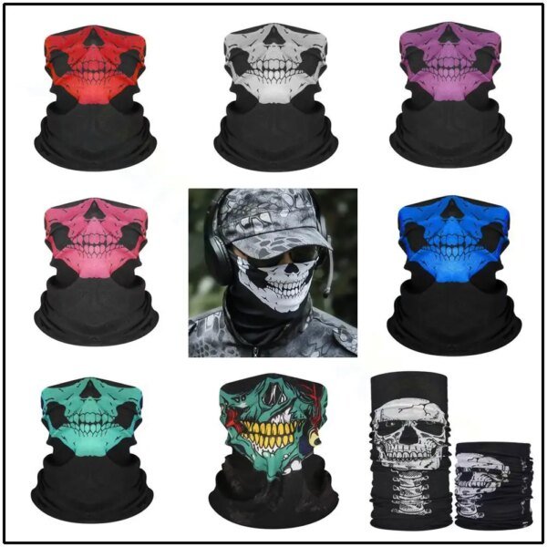 Bicicleta esquí cráneo media cara máscara fantasma bufanda multiuso cuello más cálido bacalao От Вируса Masque Tissu Mascara Para Rosto - Image 2