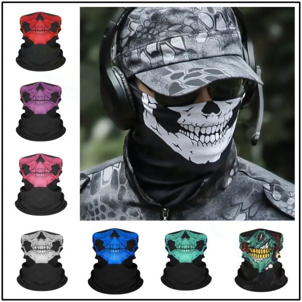 Bicicleta esquí cráneo media cara máscara fantasma bufanda multiuso cuello más cálido bacalao От Вируса Masque Tissu Mascara Para Rosto