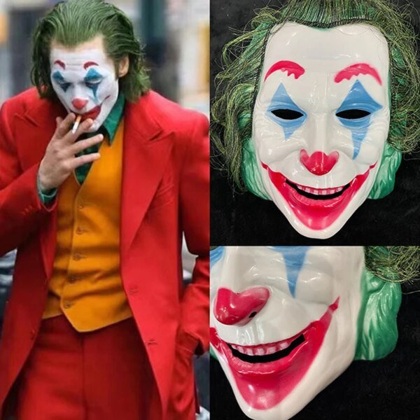 Máscara del Joker de Halloween, disfraz de payaso, accesorios de fiesta, cara completa, decoración divertida de Terror, accesorios de disfraz
