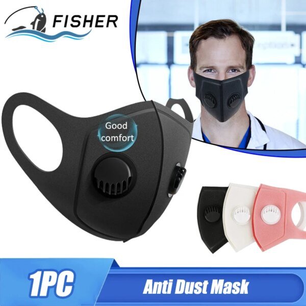 Mascarilla deportiva con filtros, válvulas de escape, Clip para la nariz, máscaras de media cara, respirador reutilizable lavable, mascarilla facial