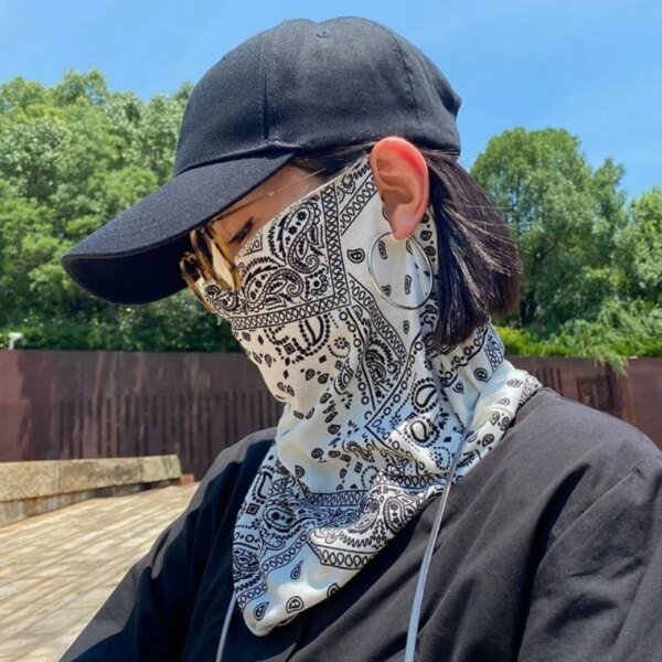 Moda Punk máscara de protección solar para hombres mujeres verano cara cuello protección UV oreja bufanda Hip Hop deportes al aire libre ciclismo Bandana bufandas - Image 2