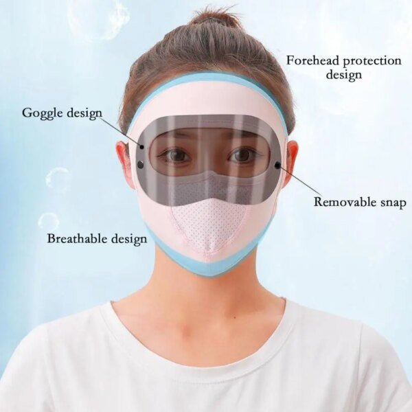 Máscara de protección solar para ciclismo, mascarilla de cara completa con agujeros ajustables para colgar en la oreja, a prueba de polvo - Image 5