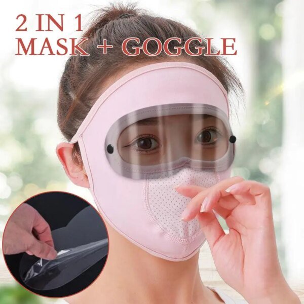 Máscara de protección solar para ciclismo, mascarilla de cara completa con agujeros ajustables para colgar en la oreja, a prueba de polvo - Image 2