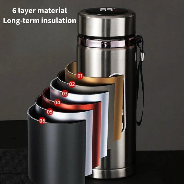 Botella Termo de acero inoxidable de 500ML-1Liter con pantalla LED de temperatura Sus304 botella de agua de té termo tazas portátiles - Image 2