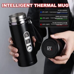 Botella Termo de acero inoxidable de 500ML-1Liter con pantalla LED de temperatura Sus304 botella de agua de té termo tazas portátiles